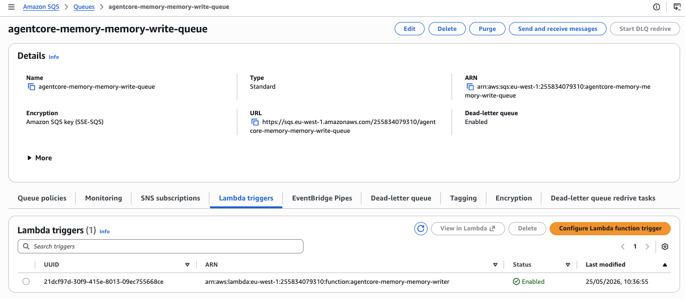 SQS Queue — Memory Writer